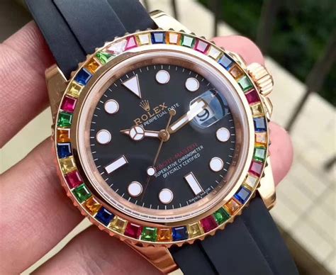 rolex rainbow yachtmaster replica|2022 rolex yacht master review.